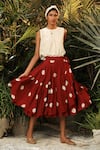 Buy_Kharakapas_Red Mul Cotton Printed Wrap Skirt  _at_Aza_Fashions