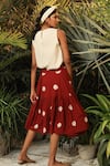 Shop_Kharakapas_Red Mul Cotton Printed Wrap Skirt  _at_Aza_Fashions