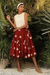 Buy_Kharakapas_Red Mul Cotton Printed Wrap Skirt  _Online_at_Aza_Fashions