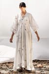 Kharakapas_White Mulmul Printed Maxi Dress_Online_at_Aza_Fashions