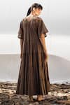 Shop_Kharakapas_Brown Tiered Maxi Dress  _at_Aza_Fashions