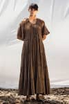 Buy_Kharakapas_Brown Tiered Maxi Dress  _Online_at_Aza_Fashions