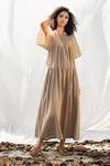 Kharakapas_Beige Tiered Maxi Dress  _Online_at_Aza_Fashions