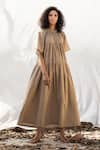 Buy_Kharakapas_Beige Tiered Maxi Dress  _Online_at_Aza_Fashions