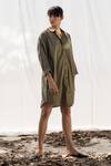 Buy_Kharakapas_Green Shirt Dress _Online_at_Aza_Fashions