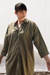 Kharakapas_Green Shirt Dress _at_Aza_Fashions