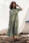 Kharakapas Green Tiered Midi Dress Online at Aza Fashions Kharakapas_Green Tiered Midi Dress _Online_at_Aza_Fashions