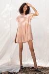 Kharakapas_Pink Tiered Frill Dress _Online_at_Aza_Fashions