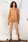 Shop_Kharakapas_Beige Anti-fit Frill Top _at_Aza_Fashions