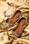 Buy_Kasually Klassy_Gold Leather Embroidered Juttis_at_Aza_Fashions