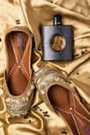 Buy_Kasually Klassy_Gold Leather Embroidered Juttis_Online_at_Aza_Fashions