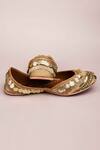 Kasually Klassy_Gold Leather Embroidered Juttis_at_Aza_Fashions
