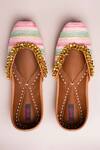 Shop_Kasually Klassy_Pink Leather Embroidered Juttis_at_Aza_Fashions