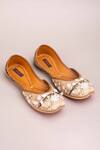 Kasually Klassy_Beige Leather Embroidered Juttis_Online_at_Aza_Fashions