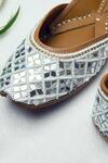 Shop Kasually Klassy White Mirror Work Juttis Online at Aza Fashions Shop_Kasually Klassy_White Mirror Work Juttis_Online_at_Aza_Fashions