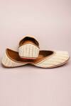 Buy_Kasually Klassy_White Leather Pearl Embroidered Juttis_Online_at_Aza_Fashions