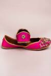 Buy_Kasually Klassy_Pink Leather Floral Embroidered Juttis_Online_at_Aza_Fashions