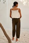 Buy_Kharakapas_Off White Mulmul Cotton Embroidered Lace Eggshell Camisole Top  _Online_at_Aza_Fashions