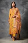 Buy_Saundh_Yellow Kurta Viscose Georgette Printed And Embroidered Floral Round Konyak Set_at_Aza_Fashions