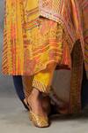 Shop_Saundh_Yellow Kurta Viscose Georgette Printed And Embroidered Floral Round Konyak Set_at_Aza_Fashions