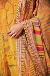 Saundh_Yellow Kurta Viscose Georgette Printed And Embroidered Floral Round Konyak Set_Online_at_Aza_Fashions