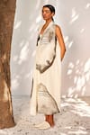 Buy_Kharakapas_Off White Mul Cotton Printed Lagoon Starry Light Midi Dress  _Online_at_Aza_Fashions