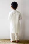 Shop_Kharakapas_Ivory Cotton Plain Pathani Kurta Set_at_Aza_Fashions