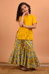 Shop_Kalp_Yellow Cotton Mirror Embroidered Kurta Sharara Set _Online_at_Aza_Fashions