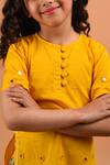 Kalp_Yellow Cotton Mirror Embroidered Kurta Sharara Set _at_Aza_Fashions