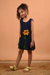 Buy_Kalp_Blue Cotton Applique Sunflower Dress _at_Aza_Fashions