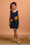 Buy_Kalp_Blue Cotton Applique Sunflower Dress _Online_at_Aza_Fashions