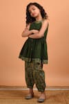 Buy_Kalp_Green Cotton Printed Floral Tropical Anarkali And Afghani Pant Set _Online_at_Aza_Fashions