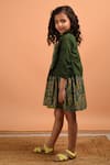 Kalp_Green Cotton Embroidery Printed Dress And Jacket _Online_at_Aza_Fashions