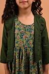 Shop_Kalp_Green Cotton Embroidery Printed Dress And Jacket _Online_at_Aza_Fashions