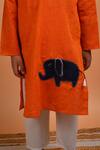 Shop_Kalp_Orange Cotton Embroidery Hathi Patch Kurta Set _Online_at_Aza_Fashions