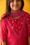 Shop_Kalp_Pink Muslin, Silk, Cotton Lace, Embroidery Bandhani Kurta Set _Online_at_Aza_Fashions