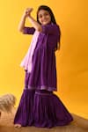 Kalp Purple Muslin, Silk, Cotton Lace Woven Kurta Sharara Set Online at Aza Fashions Kalp_Purple Muslin, Silk, Cotton Lace Woven Kurta Sharara Set _Online_at_Aza_Fashions