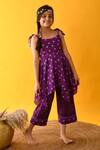 Buy_Kalp_Purple Handkerchief Hem Kurta And Palazzo Set For Girls_at_Aza_Fashions