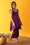 Kalp_Purple Handkerchief Hem Kurta And Palazzo Set For Girls_Online_at_Aza_Fashions