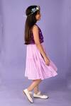 Kalp_Purple Muslin Silk Hand Dyed Bandhani Jacket And Dress Set _Online_at_Aza_Fashions
