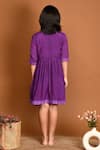 Shop_Kalp_Purple Muslin, Silk, Cotton Lace Woven Gathered Dress _at_Aza_Fashions