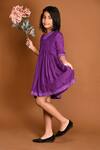 Buy_Kalp_Purple Muslin, Silk, Cotton Lace Woven Gathered Dress _Online_at_Aza_Fashions