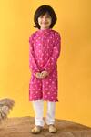 Buy_Kalp_Pink Cotton Lace Bandhani Kurta And Pant Set _at_Aza_Fashions