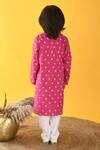 Shop_Kalp_Pink Cotton Lace Bandhani Kurta And Pant Set _at_Aza_Fashions