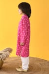 Kalp_Pink Cotton Lace Bandhani Kurta And Pant Set _Online_at_Aza_Fashions