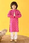 Buy_Kalp_Pink Cotton Lace Bandhani Kurta And Pant Set _Online_at_Aza_Fashions