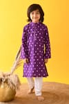 Buy_Kalp_Purple Cotton Hand Dyed Bandhani Kurta And Pant Set  _at_Aza_Fashions