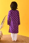 Shop_Kalp_Purple Cotton Hand Dyed Bandhani Kurta And Pant Set  _at_Aza_Fashions