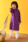 Buy_Kalp_Purple Cotton Hand Dyed Bandhani Kurta And Pant Set  _Online_at_Aza_Fashions