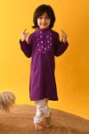 Buy_Kalp_Purple Cotton Embroidery Bandhani Yoke Kurta And Pant Set _at_Aza_Fashions